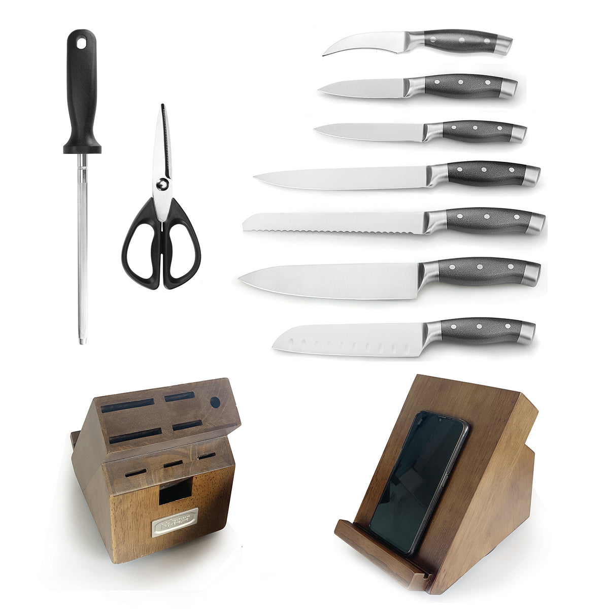 Gourmet Edge 7 Piece Diamond Nonstick Blade Cutlery Knife Set with Block 70-5007