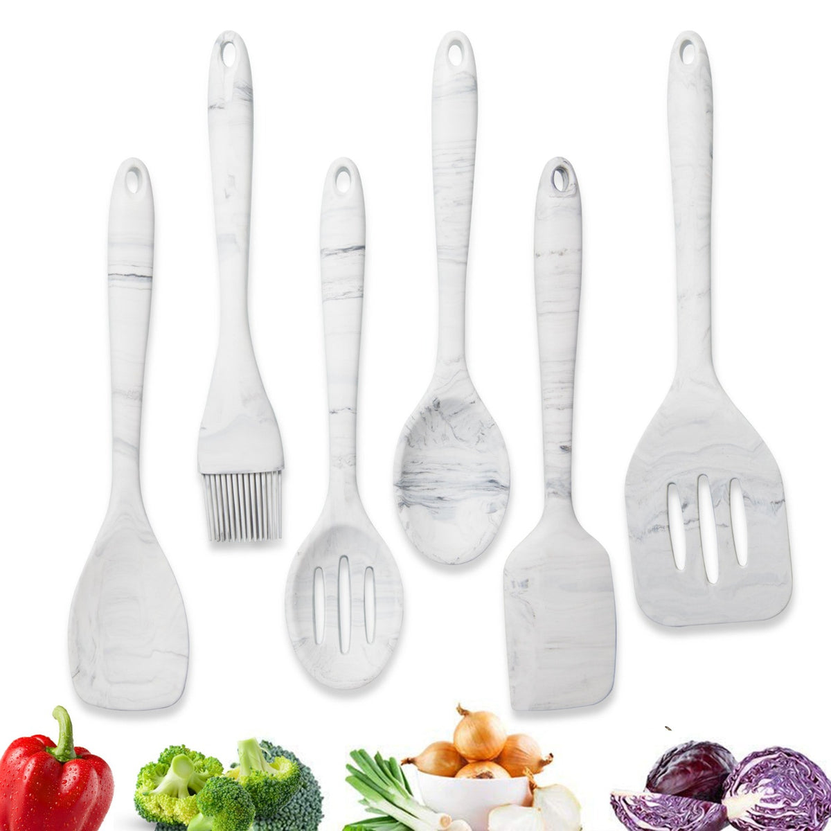 Hastings Home Kitchen Utensil and Gadget Set - 6 Piece Spatula and