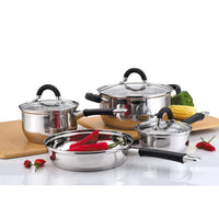 7-Piece Stainless Steel Cookware Set - Silicone Handle