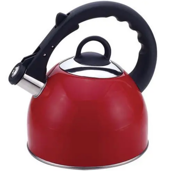 2.5-Quart Red Stainless Steel Whistling Tea Kettle