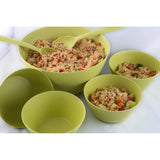 Eco-Friendly 7-Piece Round Bamboo Salad Bowl Set (Green)