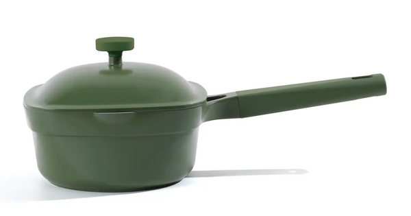 2QT Nonstick Ceramic Cast Aluminum Saucepan w/Lid - Olive