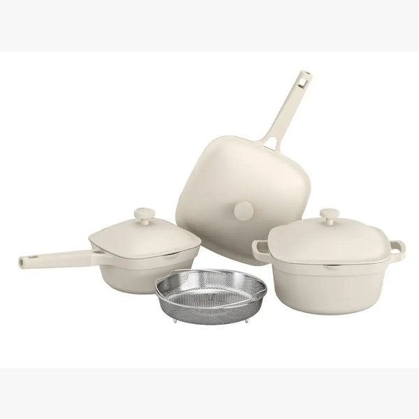 GOURMET EDGE- CAST ALUMINUM 7 PC COOKWARE SET - Cream